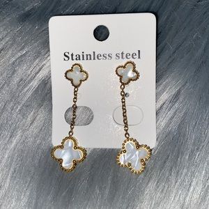 White and Gold Fashion Earrings